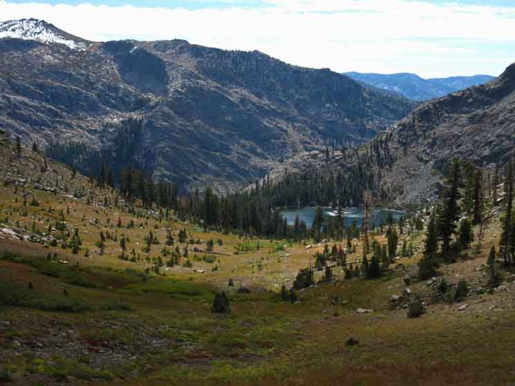 Fourth of July Lake nestled above Summit City Canyon below Deadwood Peak.